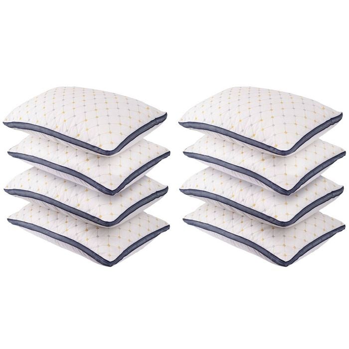 2x 4pc Royal Comfort Luxury Chiro Comfort Air Mesh Pillow 50x75cm - White/Blue
