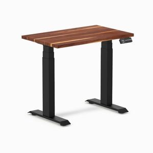 Desky Dual Mini Pheasantwood Hardwood Sit to Stand Desk 800x500mm Matte Black Frame