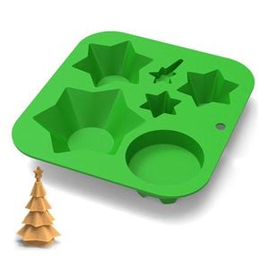 Catzon 3D Christmas Tree Ice Cube Trays Great for Chocolate Cake-LightGreen