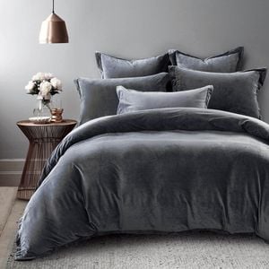 Fur Velvet Quilt Cover - Charcoal