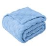LINENOVA Warm Soft Coral Fleece Checked Throw Blanket - Blue Suede