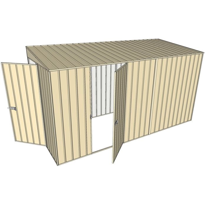 Build-a-Shed 1.5 x 3.7 x 2m Single Hinged Side Door Skillion Shed - Cream