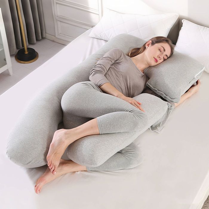 Ufurniture Pregnancy Pillow Nursing Feeding Sleeping Full Body Support Light Grey