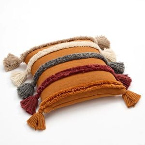CottonMore Soft Acrylic Knitted Tufted Cushion Cover 45x45cm Orange