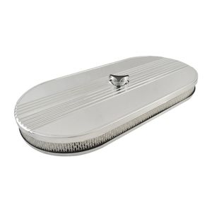 Oval Air Cleaner No Logo suit Single 4 BBL Chrome Steel, 21" x 10"