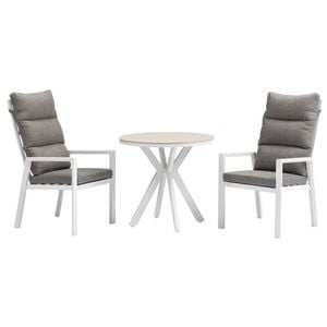FurnitureOkay Mosman-Capri 3-Piece Sintered Stone Outdoor Dining Setting - White