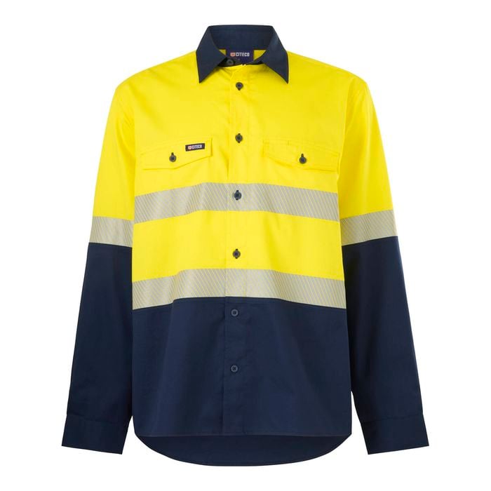 Citeco Size S Yellow/Navy Long Sleeve Taped Shirt Hi Vis