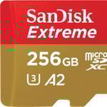 Sandisk Extreme Micro SDHC 256GB 160MB/S R, 60MB/S W, V30, U3, C10 Micro SD Card
