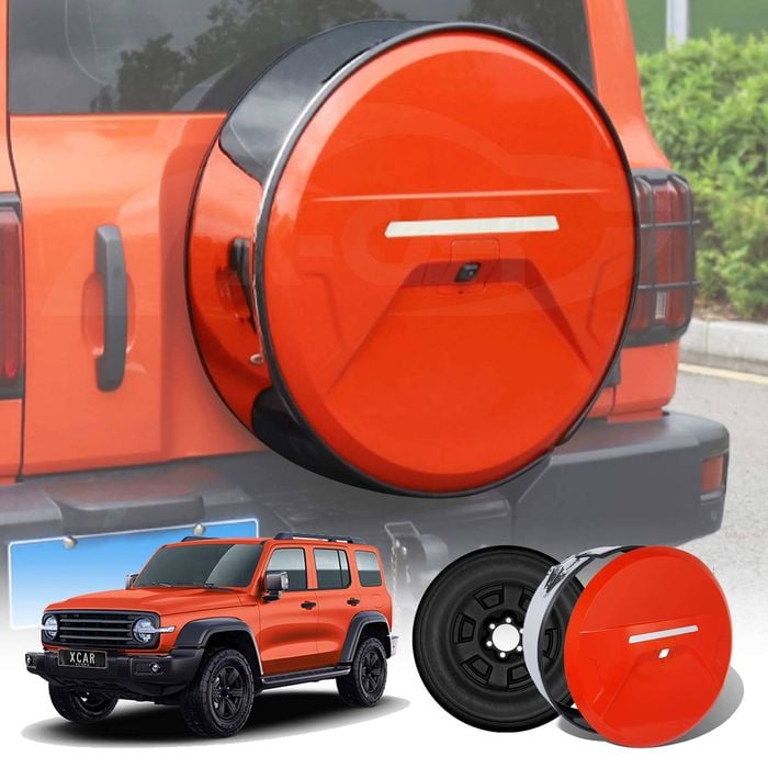 Spare Wheel Cover with Fake Tyre for GWM Tank 300 2023-Onwards Stainless Steel Protective Orange
