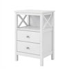 Levede Wooden Bedside Table White 2 Drawer With Easy Clean Storage Drawers And Open Shelf