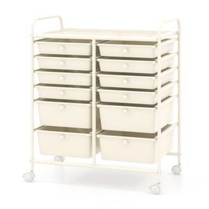 Costway 12-drawer Rolling Storage Cart Paper Organizer Utility Trolley