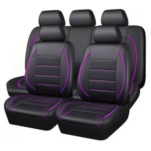 Catzon Leather Car Seat Covers Full Set Airbag Compatible Universal-purple