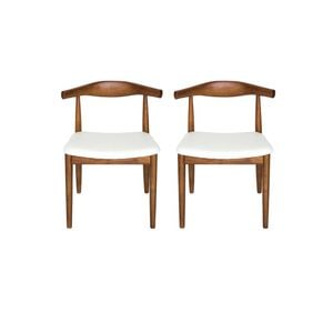 Sk Designer Living | Pack Of 2 | Replica Hans Wegner Elbow Chair Ch20 - Walnut & White