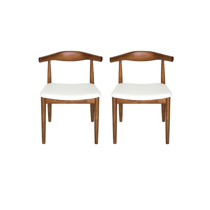 Sk Designer Living | Pack Of 2 | Replica Hans Wegner Elbow Chair Ch20 - Walnut & White