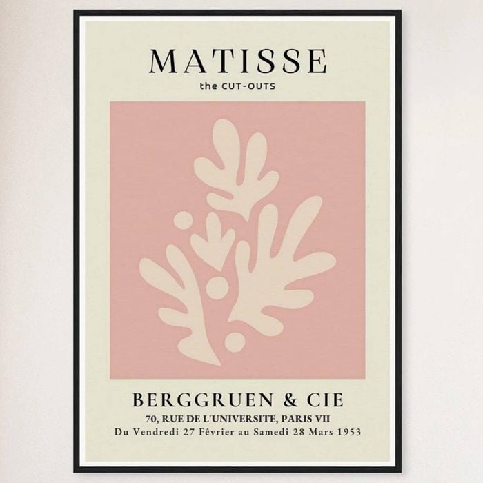 Galrie Henri Matisse Vintage Pink Exhibition Print from Berggruen & Cie, Black Frame, 50 x 70cm (20 x 28inch)