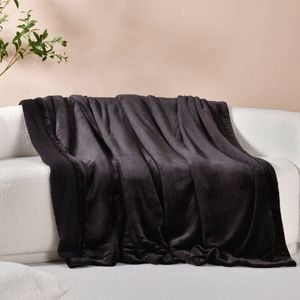 Serene Hudson Fleece And Sherpa Reverse Throw Blanket Charcoal 130x170cm