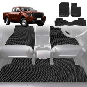 6D Diamond Car Floor Mats for Nissan Navara King Cab 2015-Current-Full Set-Black-Outback GT