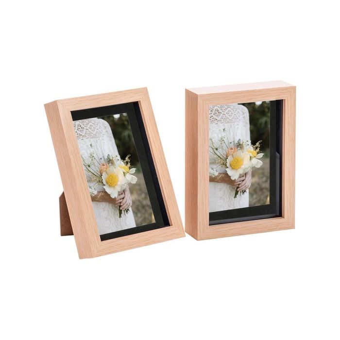 Nicola Spring Shadow Box Frames - 5 x 7" with 4 x 6" Mount - Light Wood - Pack of 2