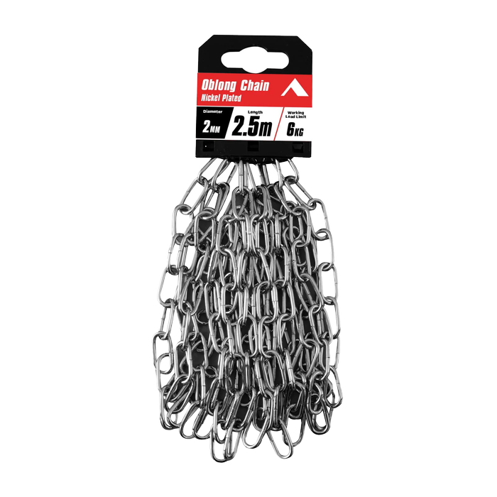 Pinnacle 2mm x 2.5m Nickel Plated Oblong Chain