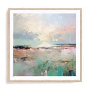 Artey | Pink Morning IV - Framed Print - Natural Frame - 100 x 100cm