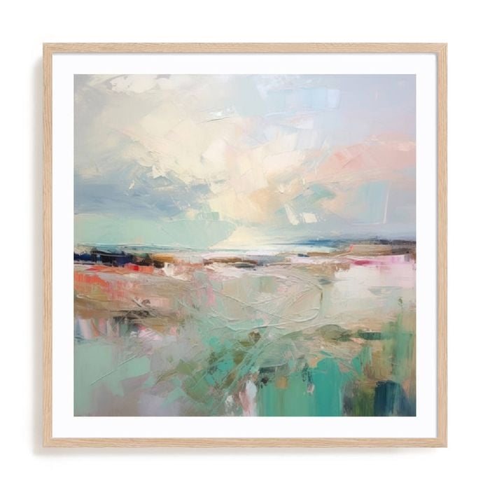 Artey | Pink Morning IV - Framed Print - Natural Frame - 100 x 100cm