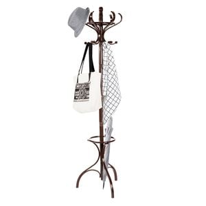 Costway 181cm Wooden Coat Rack Stand W/12 Hooks Brown