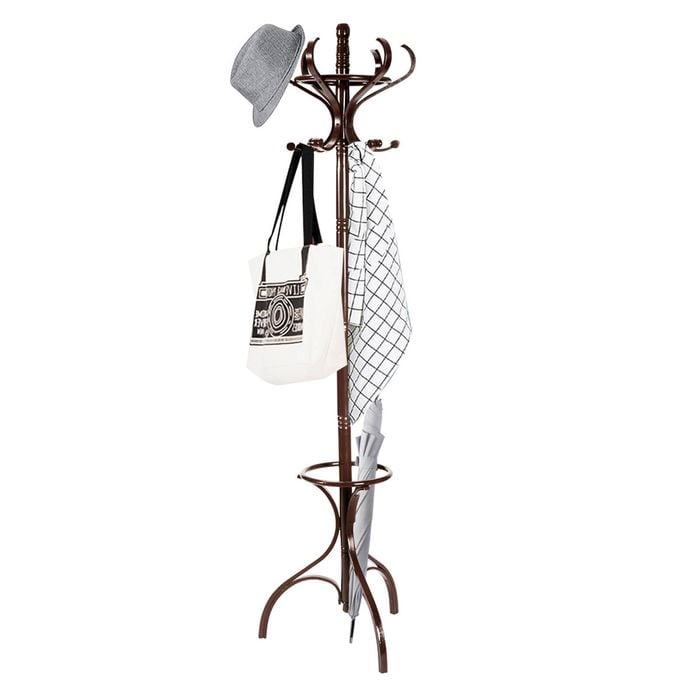 Costway 181cm Wooden Coat Rack Stand w/12 Hooks Brown