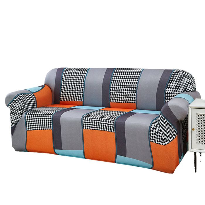 Catzon 1 Seater Stretch Sofa Cover Non-slip Polyester Printing Elastic Bottom