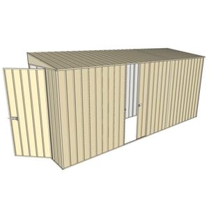 Build-A-Shed 1.2 x 4.5 x 2.0m Tunnel Shed Tunnel Hinged Door with 1 Sliding Side Door - Cream