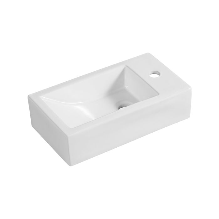 Mondella 460 x 260mm White Rococo LH Wall Hung Basin with 1 Tap Hole
