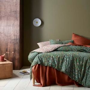 Lisa Green Washed Cotton Printed Quilt Cover Set