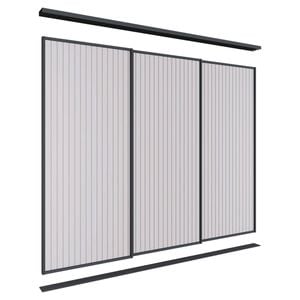 Lugna 2100 x 1801-2700mm Black VJ Panel Wardrobe Triple Sliding Doors