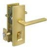 Delf Satin Brass Linear Madrid Multi Function Entrance Set