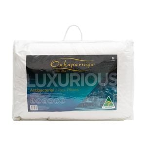 2pc Onkaparinga Luxury Antibacterial Pillows With Cotton Sateen Cover Breathable