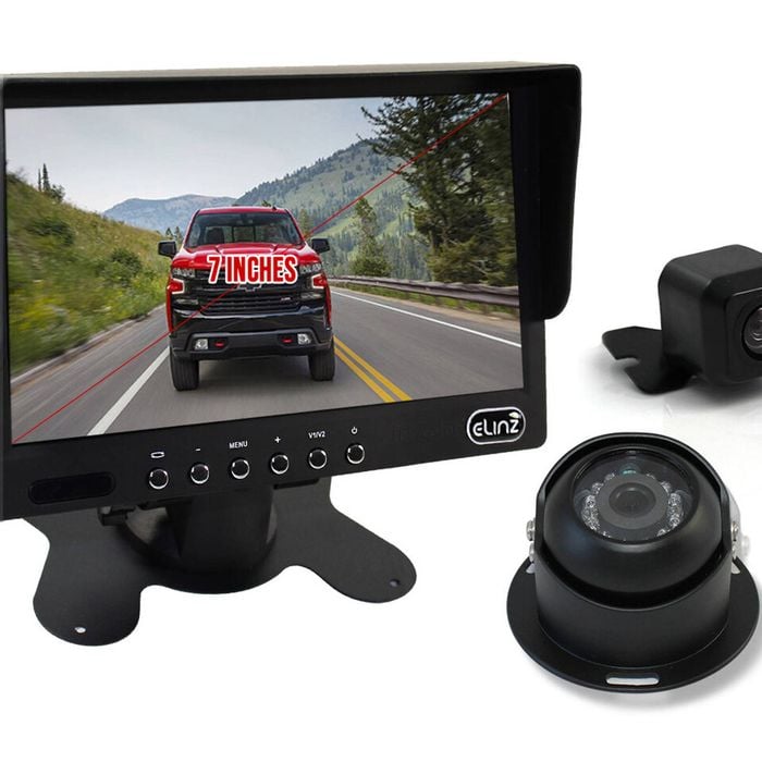 Elinz Caravan Two Camera Reversing 4PIN CCD Kit System 7" Monitor HD 12V/24V Black - Black | 7.0" | Wired Transmission