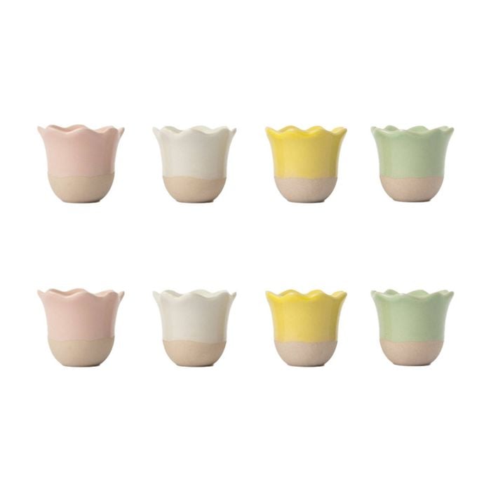 2x 4pc Jamie Oliver Mixed Colour Big Love Excellent Stoneware Egg Cups 6cm