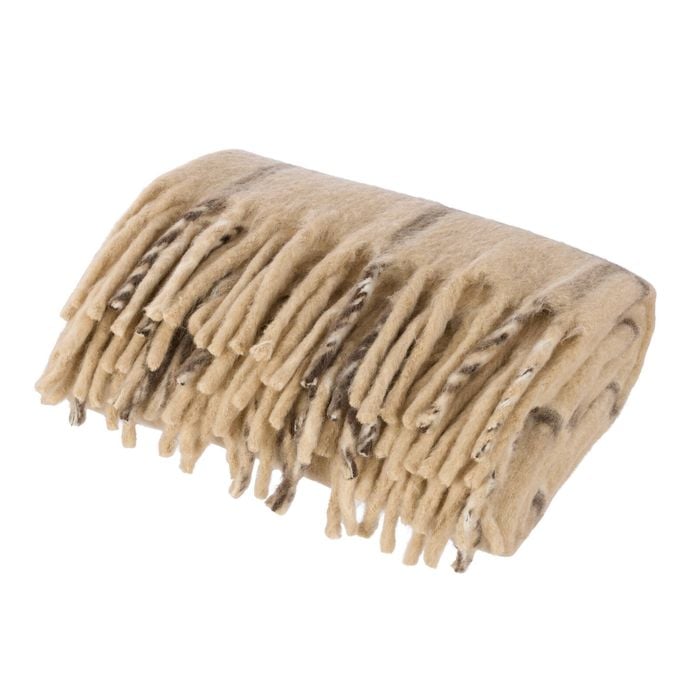 Amalfi Eden Wool Blend Woven Decorative Throw – Taupe & Brown