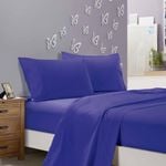 Fabric Fantastic 1000tc Ultra Soft Queen Size Bed Royal Blue Flat & Fitted Sheet Set