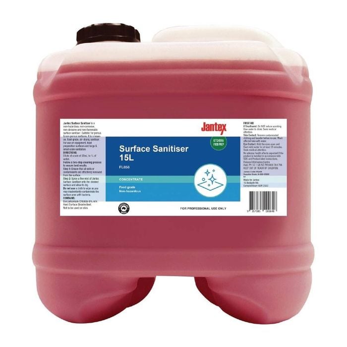 Jantex Surface Sanitiser Food Grade Concentrate Air-dry 15l Commercial Kitchen Cleaning