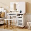 Costway Dressing Table Makeup Vanity Table & Stool Set White