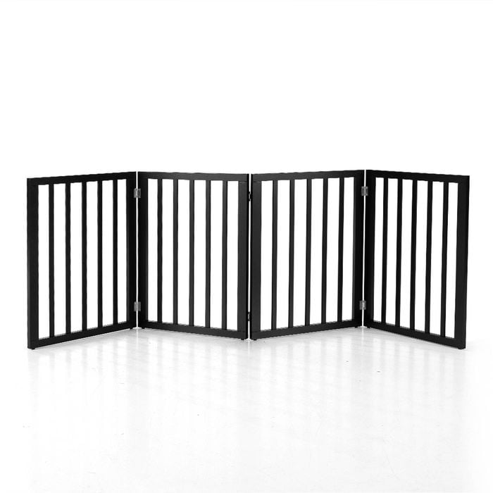 Petzly Pet Gate Dog Fence Safety Barrier Security Door 4 Panel 61cm Black