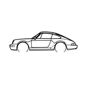 Ignite Laser Porsche 911 (964) Carrera 2Spng Silhouette Metal Wall Art Coated Black 23.6inch/60cm