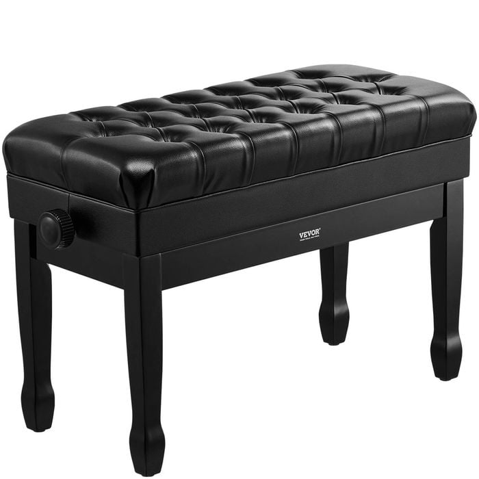 VEVOR Piano Bench Black with Wooden High-Density Padded Cushion for Vanity