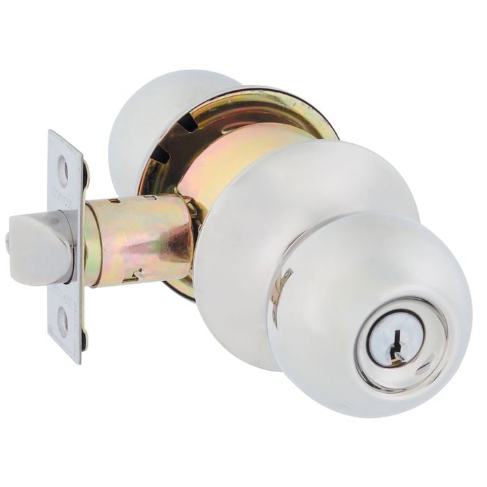 Lockwood Polished Stainless Steel Symmetry Imperial Entrance Knobset