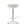 Zaib stool in beige chenille and matt white steel height 58-80 cm