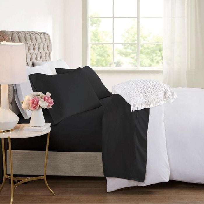 Dreamfields Double Black Color 2000TC Cooling Bamboo Sheet Set