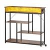 Ufurniture 100cm LED Console Table w/ LED Light & Power Outlet 4-Tier Hallway Table Sofa Table Entryway Cabinet Walnut