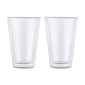 2pc Maxwell & Williams Blend Double Wall Conical 400ml Glass Cup Set - Clear