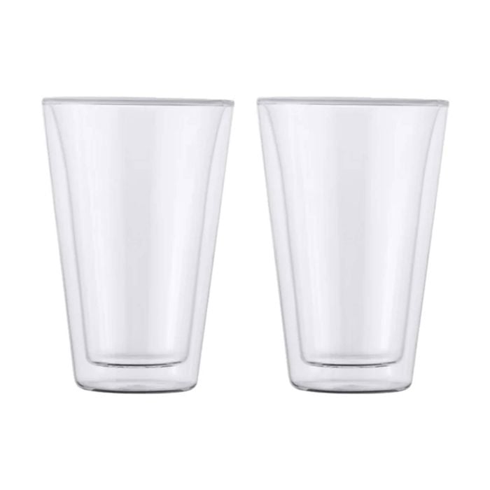 2pc Maxwell & Williams Blend Double Wall Conical 400ml Glass Cup Set - Clear