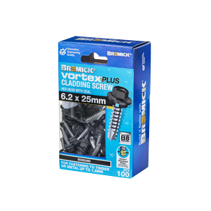 Bremick Vortex Plus Cladding Screw 6.2 x 25mm HEX B8 IR PK100